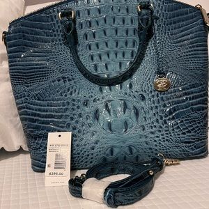 Brahmin Large Duxbury Satchel Bottle Blue Teal Seaglass Melbourne Leather